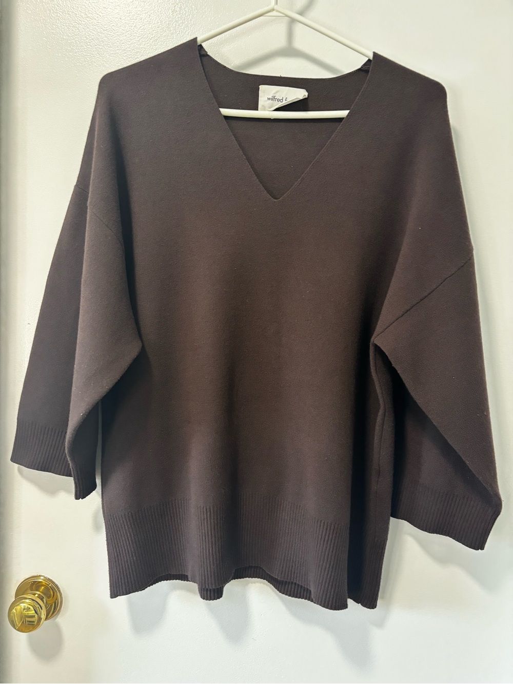 Wilfred Chocolate Brown V-Neck Light  Sweater